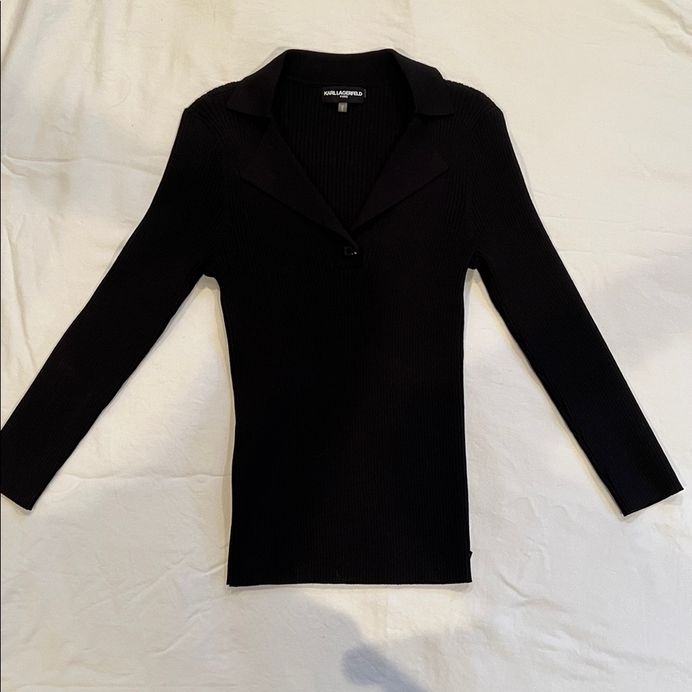 Karl Lagerfeld Black Ribbed Blazer